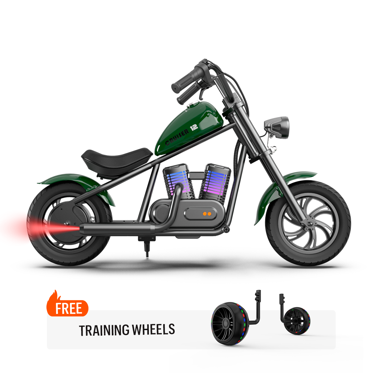 Mini bicicleta eléctrica de motocicleta con altavoz Bluetooth y luces LED para niños - Cruiser 12 Plus