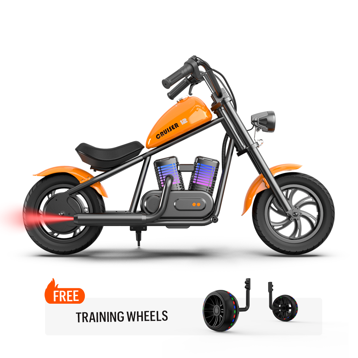 Mini bicicleta eléctrica de motocicleta con altavoz Bluetooth y luces LED para niños - Cruiser 12 Plus
