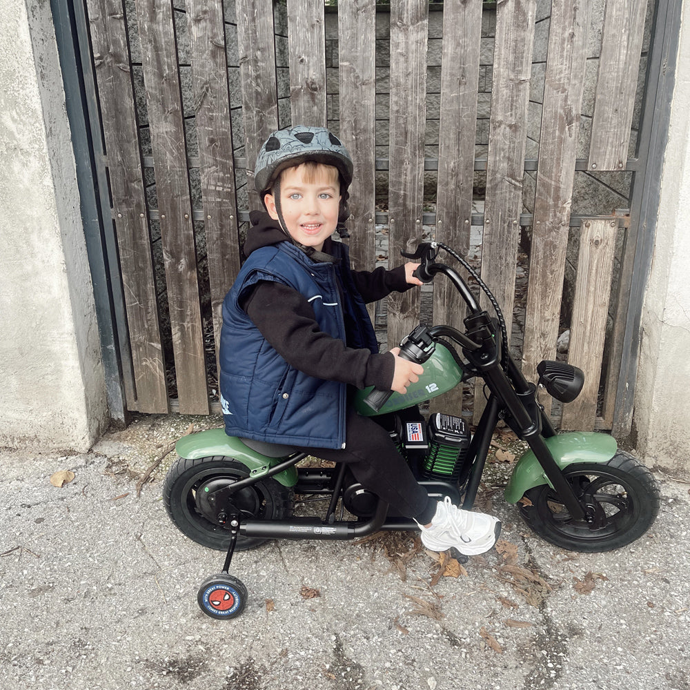 mini-motorcycle-electric-bike-with-bluetooth-speaker-and-led-lights-for-kids-cruiser-12-plus-photo-green